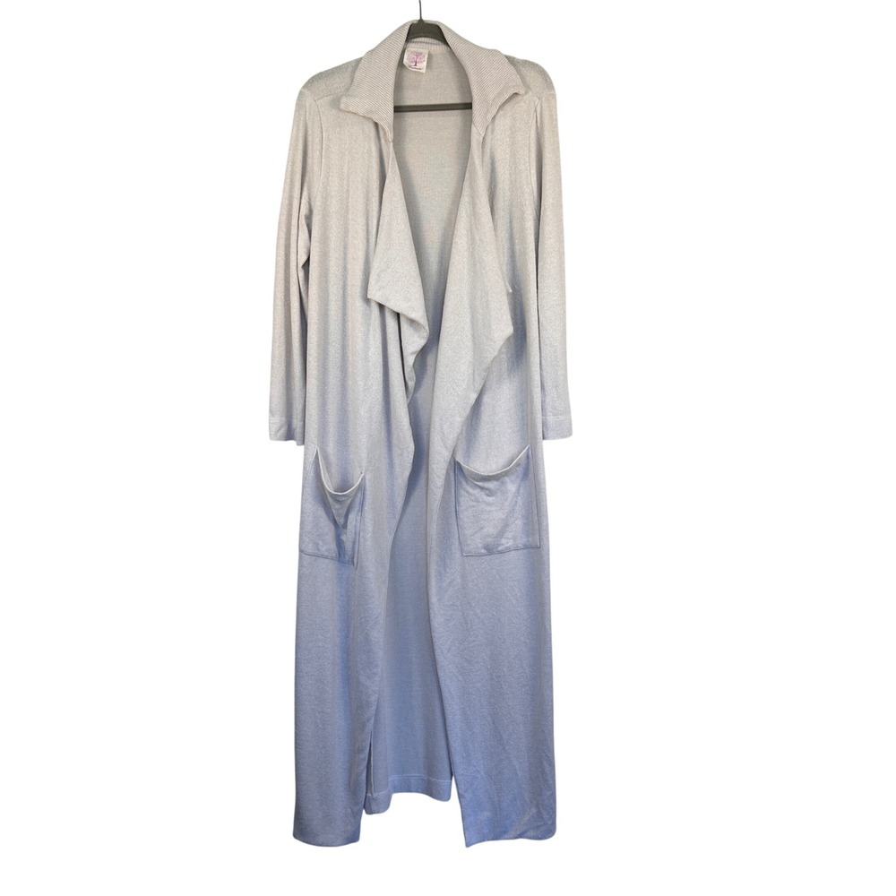 Freeloader Women's Oatmeal Draped Open Front Duster Cardigan Pockets Small